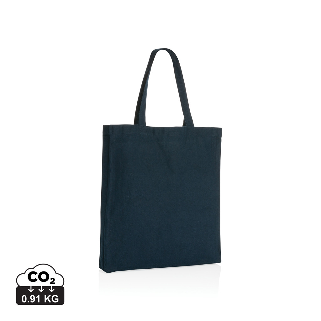 Tote bag soufflet coton recyclé publicitaire 145g Impact Bleu marine